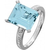 Aquamarin Ring Weißgold 750 18K Aquamarin 4.2ct Brillanten 0.08ct