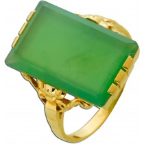 Jader Ring Gold 585 14K grüner Jade Edelstein 10ct Antikschmuck 1970