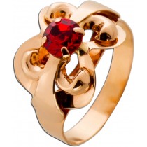 Zirkonia Ring Rosegold 750 18K roter Zirkonia 1.0ct Antikschmuck 1950