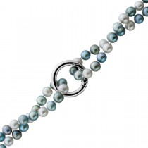 Perlenkette 150cm Süßwasserperlen eisblau himmelblau 6.7-6.3mm