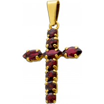 Granat Kreuz Anhänger Gold 333 8K rote Granat Edelsteine 1.75ct