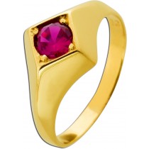 Ring Gold 585 14K pink rot synth Rubin Antikschmuck 1900