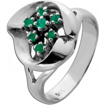 Smaragd Ring Weißgold 585 14K grüne  0.35ct Antikschmuck