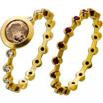 Brillantring Vorsteckring Gold 585 14K brauner Brilliant 1ct Rubine 