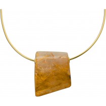 Rutilquarz Halsreif vergoldet gold brauner Rutilquarz 194ct 