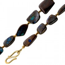 Boulder Opal Halskette australischer Opal 325ct braun gold braun