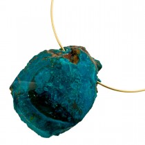 Opal Halsreif vergoldet Atacama Opal türkis grün braun 300ct