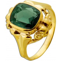 Turmalin Ring Gold 333 8K grüner Turmalin 3.9ct Antikschmuck