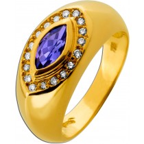 Tansanit Ring Gold 750 18K blauer Tansanit 1.33ct Brillanten 0.36ct
