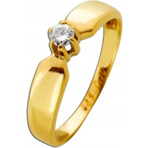 Solitärring Gold 585 14K Brillant 0.10ct Verlobungsring