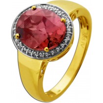 Morganit Ring Gold 585 14K weinroter Morganit 4.2ct Brillanten 0.28ct 