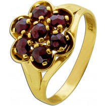 Granatring Gold 333 8K weinrot-braune Granate 1.75ct Antikschmuck