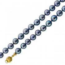 Perlenkette 47cm Akoyaperlen 7.6-7mm Top AA Gold 585 14K