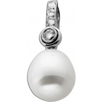 Perlen Anhänger Weißgold 750 18K Südseeperle Diamanten 0.30ct