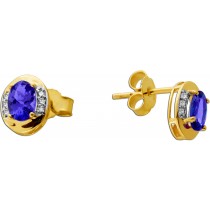 Tansanit Ohrringe Gold 375 9K blaue Tansanite Brillanten 0.06ct