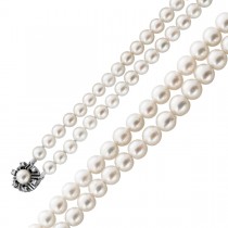 Perlenkette 2-reihig Akoyaperlen 9,5-5,9mm weiss-roseTop AAA WG 18K Schließe 6 Diamanten 8/8 0,18ct TW/LP-VVS 59+61cm 53,57g