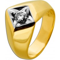 Diamantring Gold 585 14K Diamant 0.35ct Antikschmuck