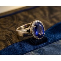 Tansanitring Gold 585 14K blauer Tansanit Brillanten 0.48ct