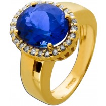 Tansanitring Gold 585 14K blauer Tansanit Brillanten 0.48ct
