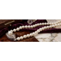 Perlenkette 45cm Akoyaperlen 7.5-3.3mm Antikschmuck