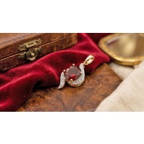 Diamant Anhänger Gold 585 roter Spessartin Diamanten 0.06ct