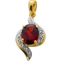 Diamant Anhänger Gold 585 roter Spessartin Diamanten 0.06ct