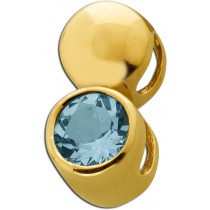 Aquamarin Anhänger Gold 585 14K ozeanblauer Aquamarin 0.45ct