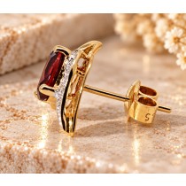 Spessartin Ohrstecker Gold 585 rote Spessartine Diamanten