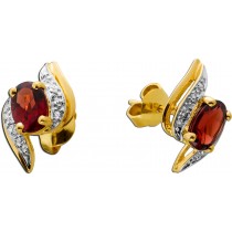 Spessartin Ohrstecker Gold 585 rote Spessartine Diamanten