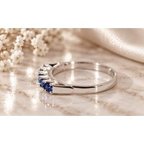 Saphirring Weißgold 585 14K blaue Saphir Edelsteine 0.45ct