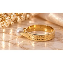 Perlenring Gold 585 14K Akoyaperle 6mm Antikschmuck