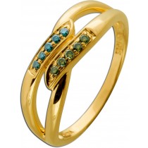 Saphirring Gold 585 14K grüne türkisene Saphire 0.05ct
