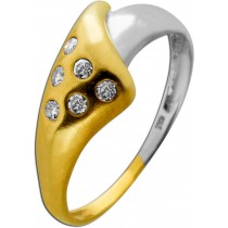 Brillantring Gold 585 Weissgold 14K Brillanten 0.12ct Antikschmuck