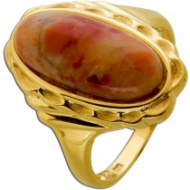 Achatring Gold 375 9K apricot Blütenachat 7.90ct. Antikschmuck