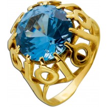 Topasring Gold 333 8K ozeanblauen Blautopas 8.9ct Antikschmuck