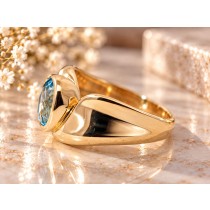 Topasring Gold 375 9K ozeanblauer Blautopas 1.2ct Antikschmuck