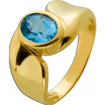Topasring Gold 375 9K ozeanblauer Blautopas 1.2ct Antikschmuck