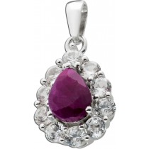 Rubin Anhänger Silber 925 pinker Edelstein weiße Zirkonia