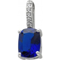 Anhänger Silber 925 Saphir Synthese Brillant Synthesen rhodiniert