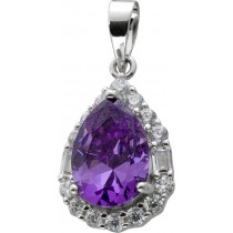 Amethyst Anhänger Silber 925 lila Edelstein weiße Zirkonia