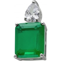 Anhänger Silber 925 Smaragd und Diamant Synthesen Edelstein Look 