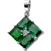 Anhänger Silber 925 rhodiniert 4 Smaragd Synth grün weißer Zirkonia 