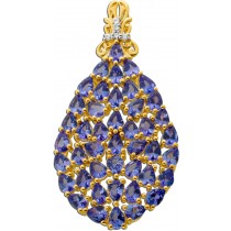 Tansanit Anhänger Silber vergoldet nat Tansanit Edelsteine weiße Zirkonia