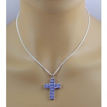 Kreuz Anhänger Silber 925 Natur Tansanit Edelsteine 4ct