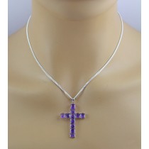 Kreuz Anhänger Silber 925 nat. Amethyst Edelsteine 7.15ct