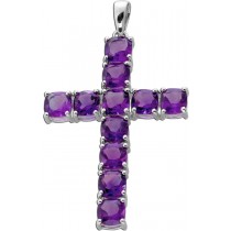 Kreuz Anhänger Silber 925 nat. Amethyst Edelsteine 7.15ct