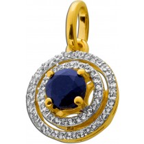 Saphir Anhänger Silber vergoldet nat Saphir 0.7ct weisse Natur Topase
