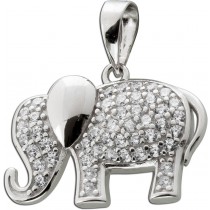 Elefant Anhänger Silber 925 weiße Zirkonia Steine
