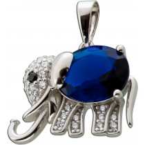 Elefant Anhänger Silber 925 blaue weiße Zirkonia Steine