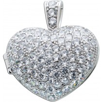 Anhänger, Herz , Medaillon, Sterlingsilber, Silber 925/-, 84 Zirkonia_1